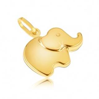 Prívesok v žltom 14K zlate - malý ligotavý zaoblený sloník