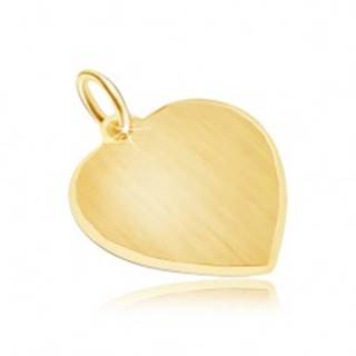 Prívesok v žltom 14K zlate - súmerné saténové srdce, lesklý okraj