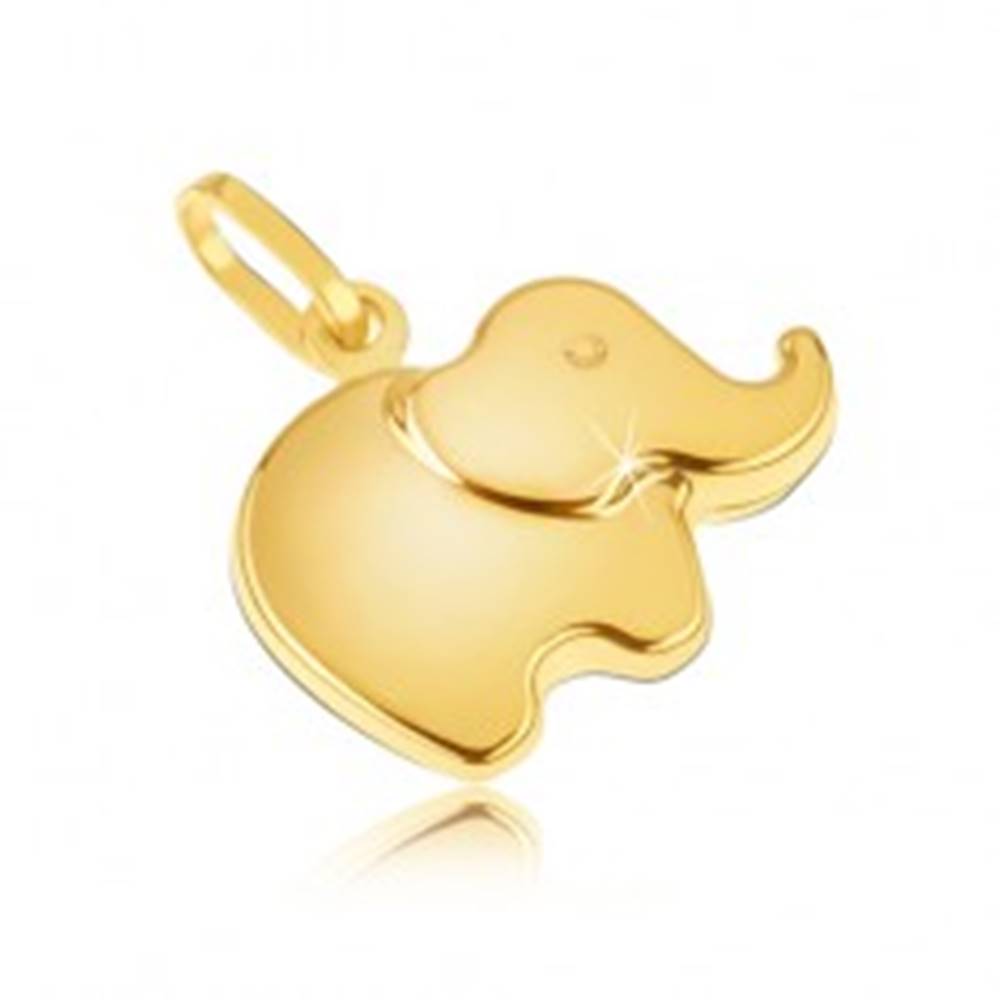 Šperky eshop Prívesok v žltom 14K zlate - malý ligotavý zaoblený sloník