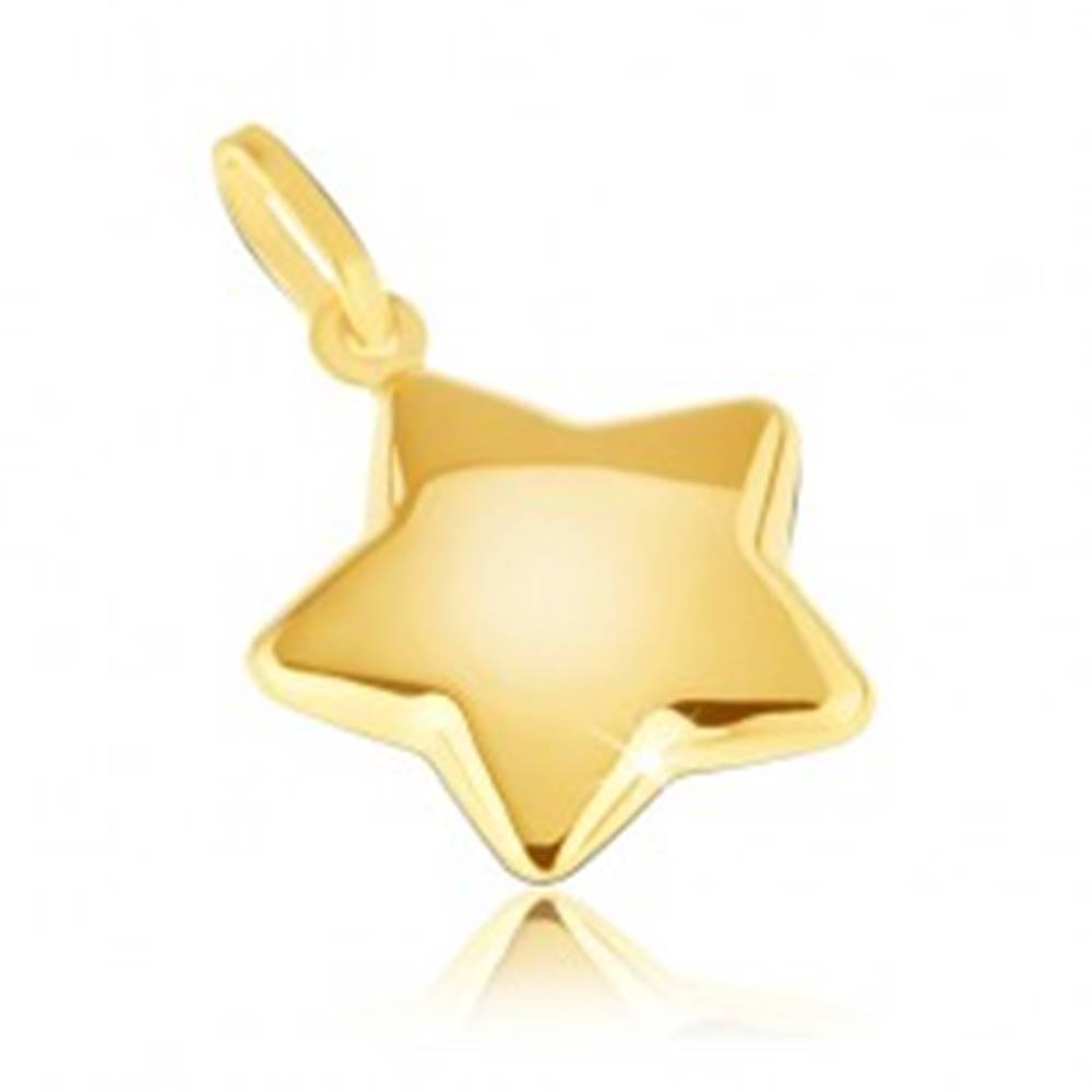 Šperky eshop Prívesok zo žltého14K zlata - zaoblená trblietavá päťcípa hviezda
