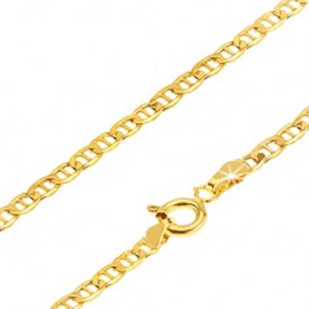 Šperky eshop Retiazka v žltom 14K zlate - malé očká predelené paličkou, 500 mm