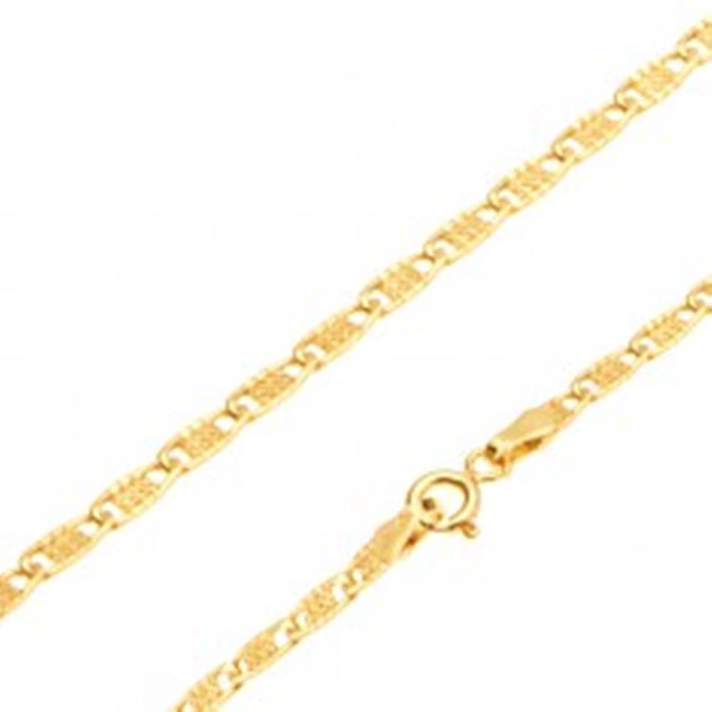 Šperky eshop Zlatá retiazka 585 - lesklé ploché oválne očká s mriežkou, 550 mm