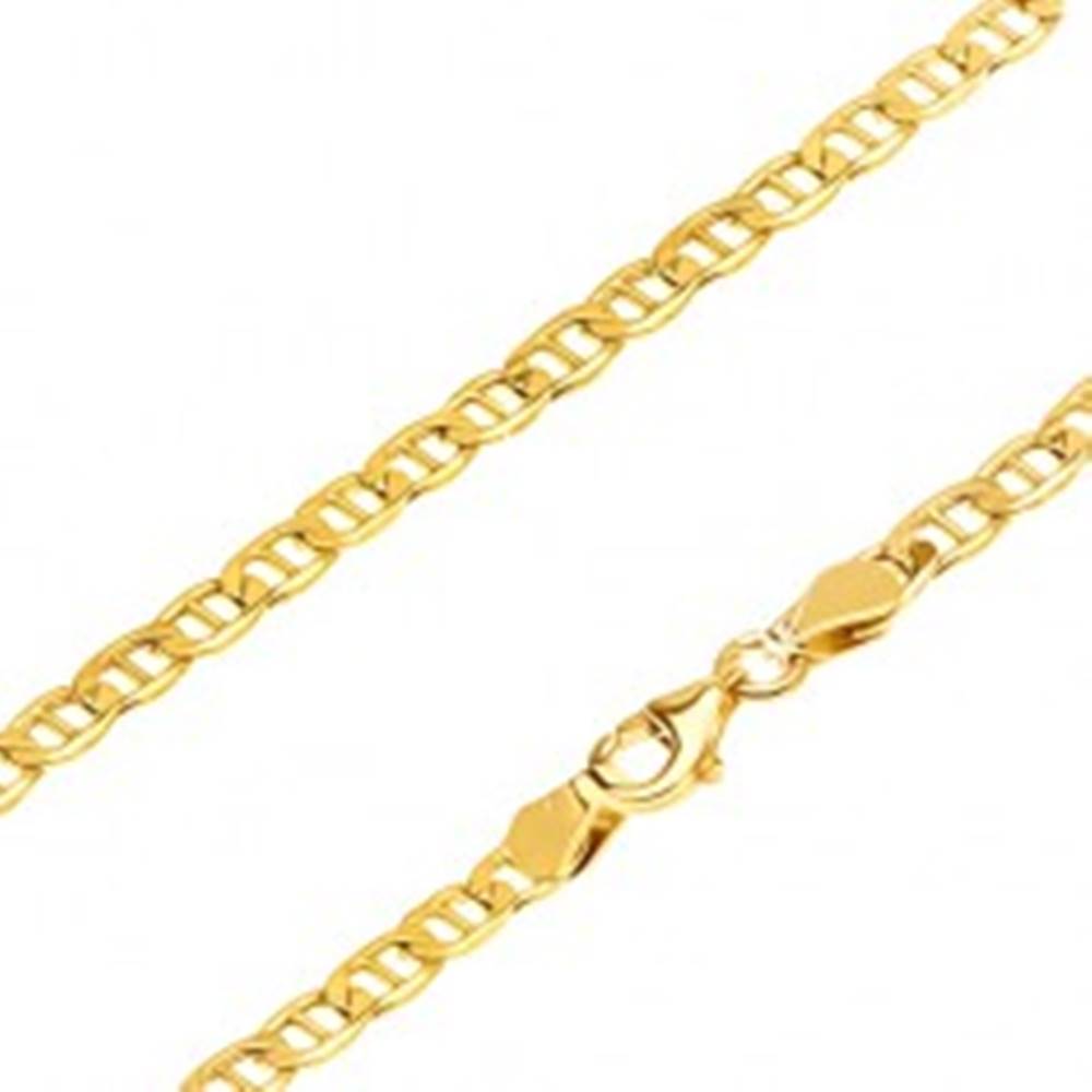 Šperky eshop Zlatá retiazka 585 - širšie oválne očká predelené tenkou paličkou, 500 mm