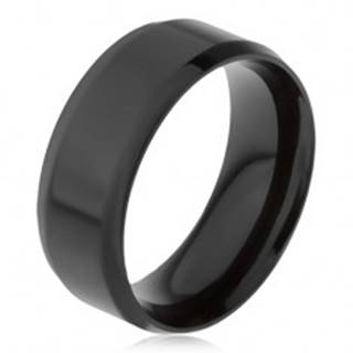 Oceľový prsteň čiernej farby, skosené okraje - Veľkosť: 56 mm