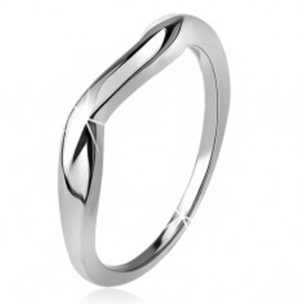 Šperky eshop Zvlnený prsteň, hladké ramená, vlna, striebro 925 - Veľkosť: 49 mm
