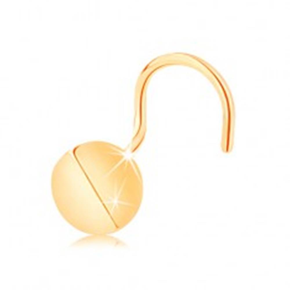 Šperky eshop Zlatý piercing do nosa 585, zahnutý - lesklý kruh, zalomený v strede
