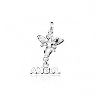 Strieborný prívesok 925 - malý anjelik s nápisom ANGEL