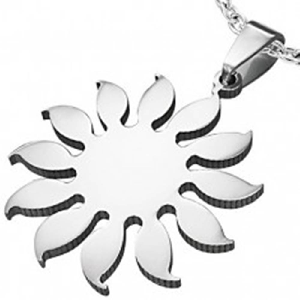 Šperky eshop Prívesok z chirurgickej ocele - motív slnečnica, strieborná farba