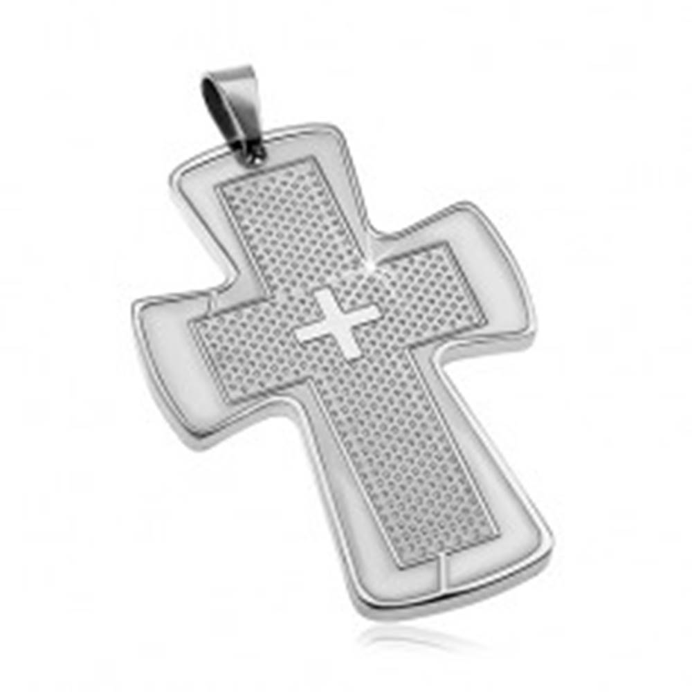 Šperky eshop Prívesok z chirurgickej ocele striebornej farby - mohutný kríž