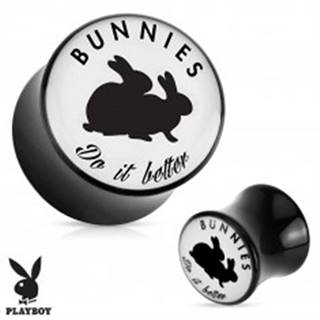 Čierny sedlový plug do ucha z akrylu " Bunnies do it better" - Hrúbka: 10 mm