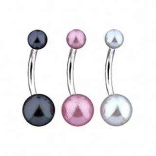 Piercing do bruška - farebná perlová gulička - Farba piercing: Biela