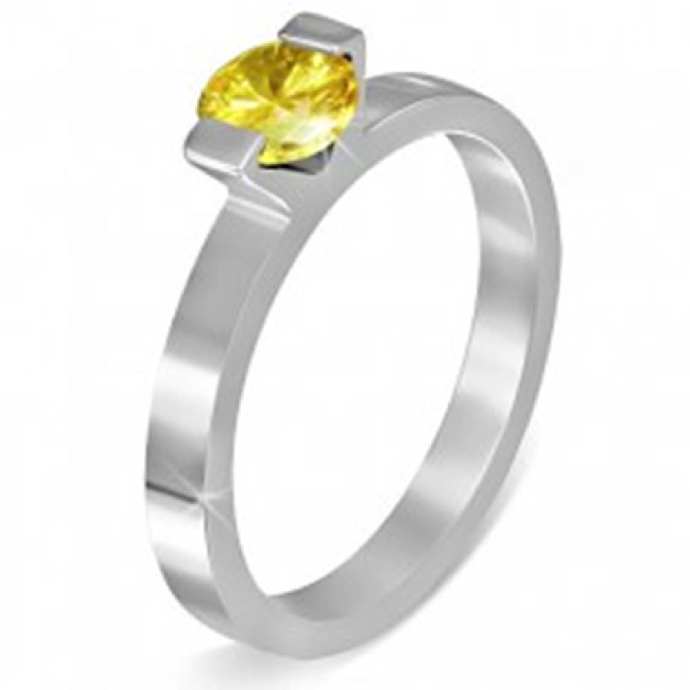 Šperky eshop Oceľový prsteň - farebný mesačný kameň "November", dva úchyty - Veľkosť: 49 mm