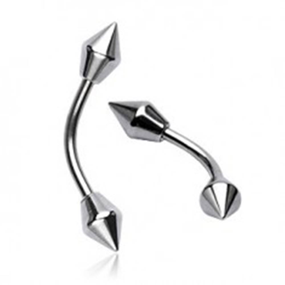 Šperky eshop Piercing do obočia z ocele 316L - lesklé hroty striebornej farby - Dĺžka piercingu: 10 mm