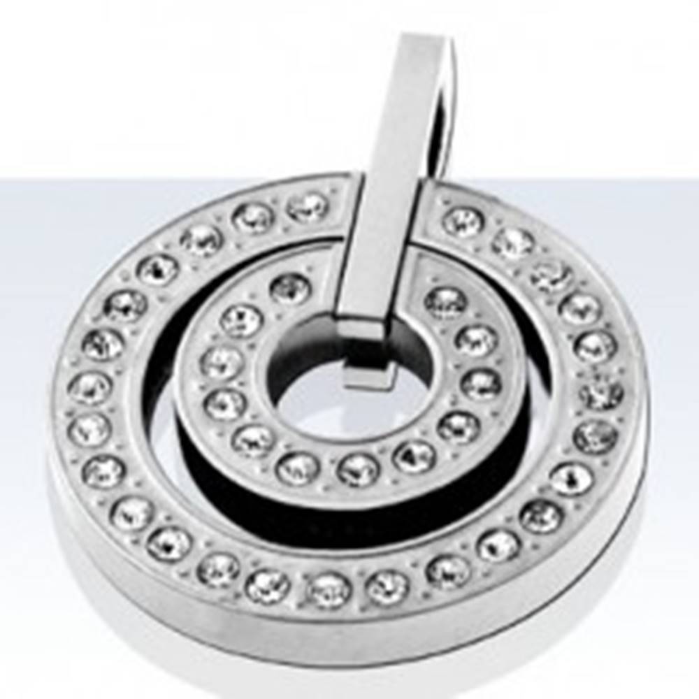 Šperky eshop Prívesok z chirurgickej ocele, malý a veľký kruh so zirkónmi