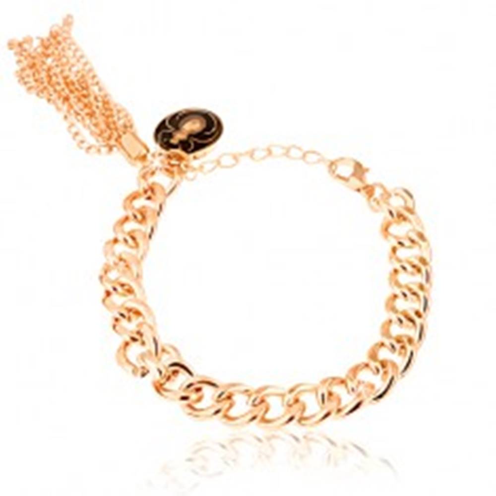 Šperky eshop Retiazkový náramok, zlatý odtieň, lesklý povrch, prívesok - obrázok pavúka