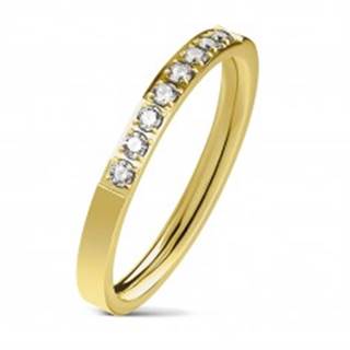 Oceľový prsteň zlatej farby, línia čírych zirkónov, lesklý povrch, 2,5 mm - Veľkosť: 49 mm