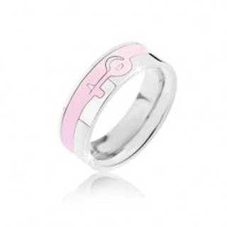 Prsteň strieborno-ružovej farby z ocele - ženský symbol - Veľkosť: 52 mm