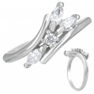 Snubný prsteň z ocele - číre zirkóny, tri slzičky  - Veľkosť: 51 mm