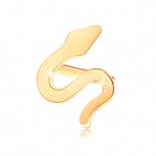 Zlatý piercing do nosa 585, zahnutý  - zvlnený had, lesklý plochý povrch