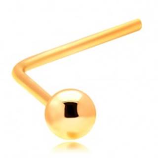 Zlatý zahnutý piercing do nosa 585 - malá lesklá guľôčka