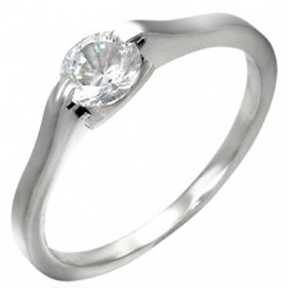 Šperky eshop Klasický zásnubný prsteň - číre očko v úchyte - Veľkosť: 46 mm