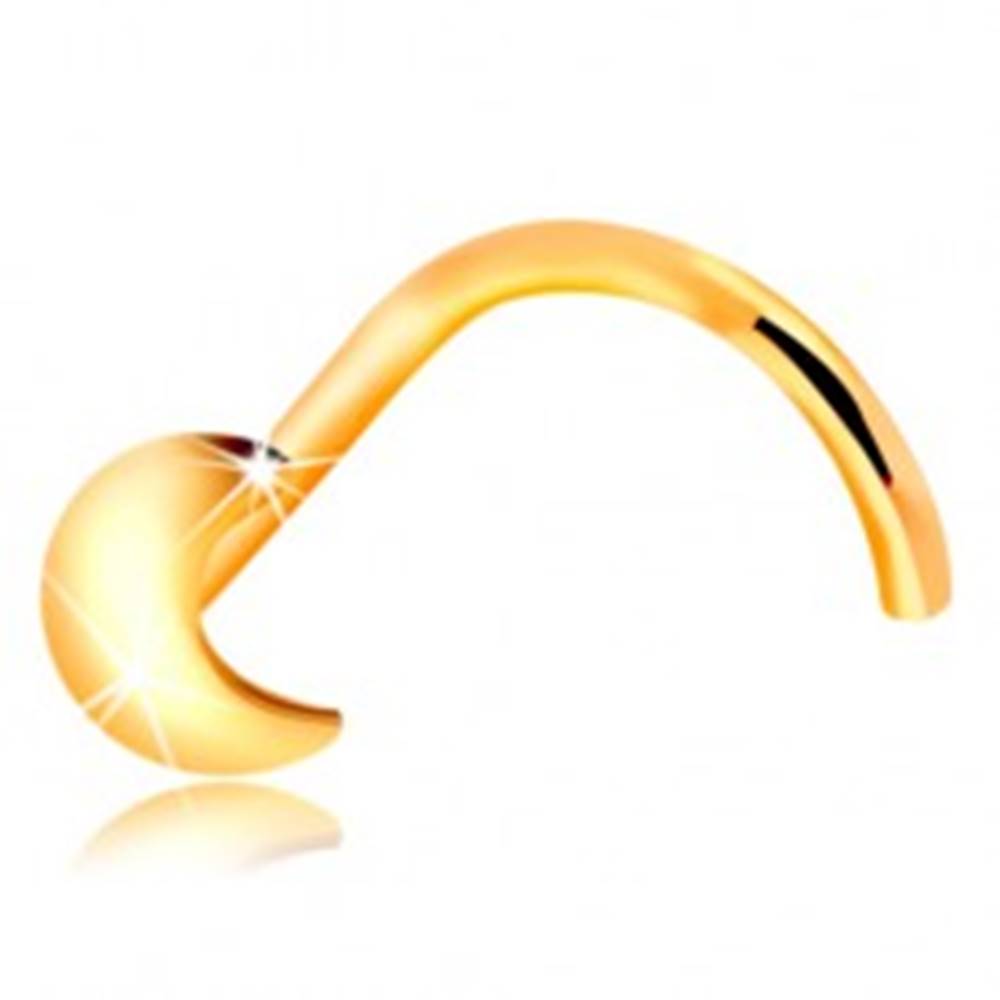 Šperky eshop Piercing do nosa v žltom zlate 585 s kosáčikom mesiaca, zahnutý tvar