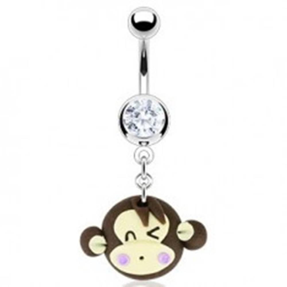 Šperky eshop Piercing do pupka - žmurkajúca Fimo opica