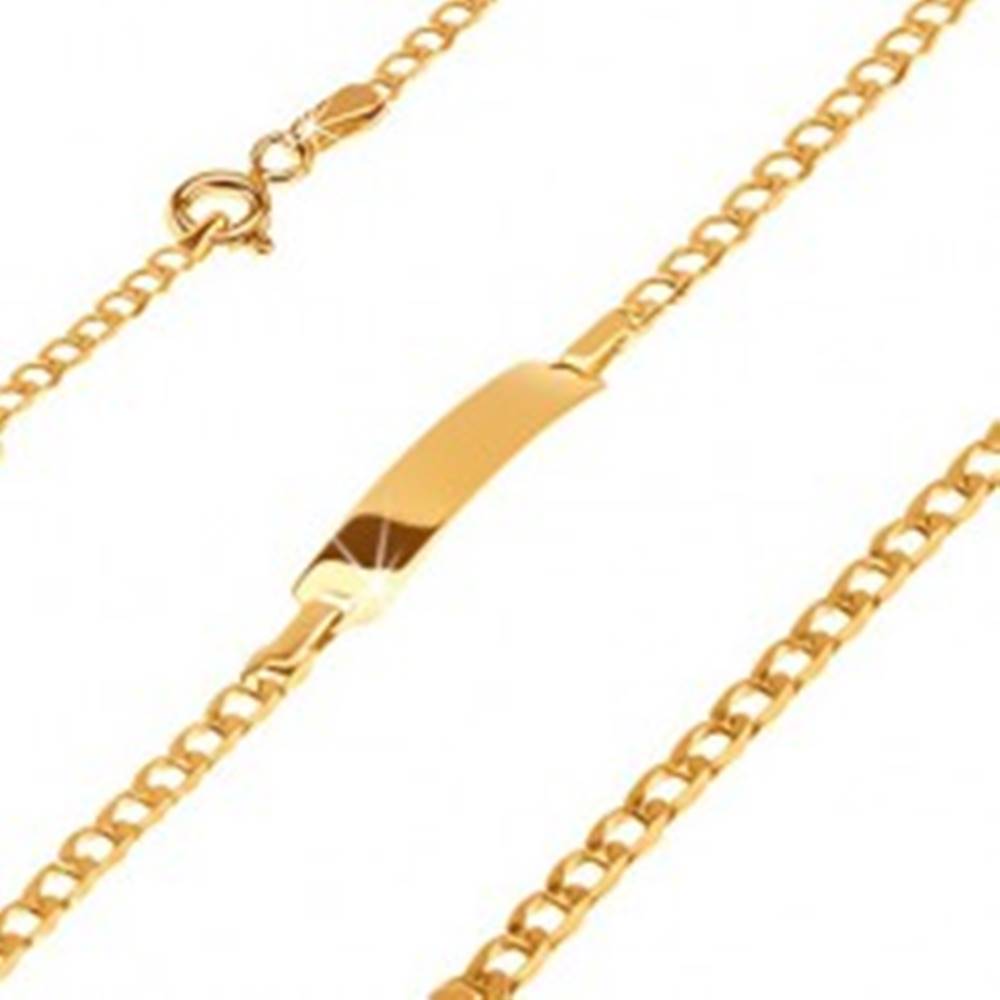 Šperky eshop Zlatý 585 náramok s platničkou - ligotavé drobné oválne očká, 160 mm