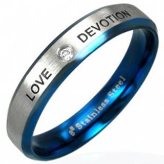 Oceľový prsteň LOVE DEVOTION so zirkónom - Veľkosť: 49 mm