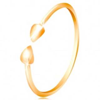 Prsteň v žltom 14K zlate - lesklé ramená ukončené malými slzičkami - Veľkosť: 50 mm