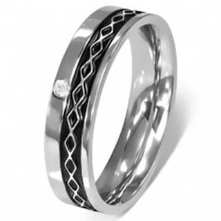 Prsteň z chirurgickej ocele - Keltský dizajn, číry zirkón - Veľkosť: 49 mm