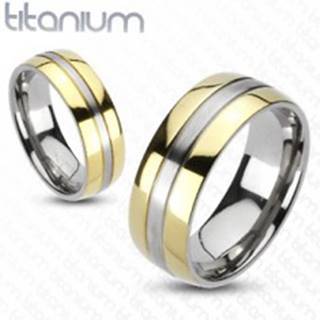 Titánový prsteň - zlatá a strieborná farebná kombinácia - Veľkosť: 49 mm
