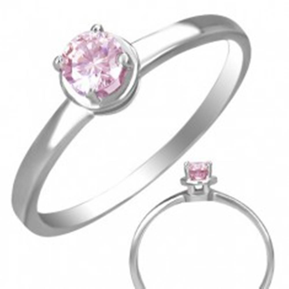 Šperky eshop Prsteň z ocele so vsadeným ružovým očkom - Veľkosť: 49 mm