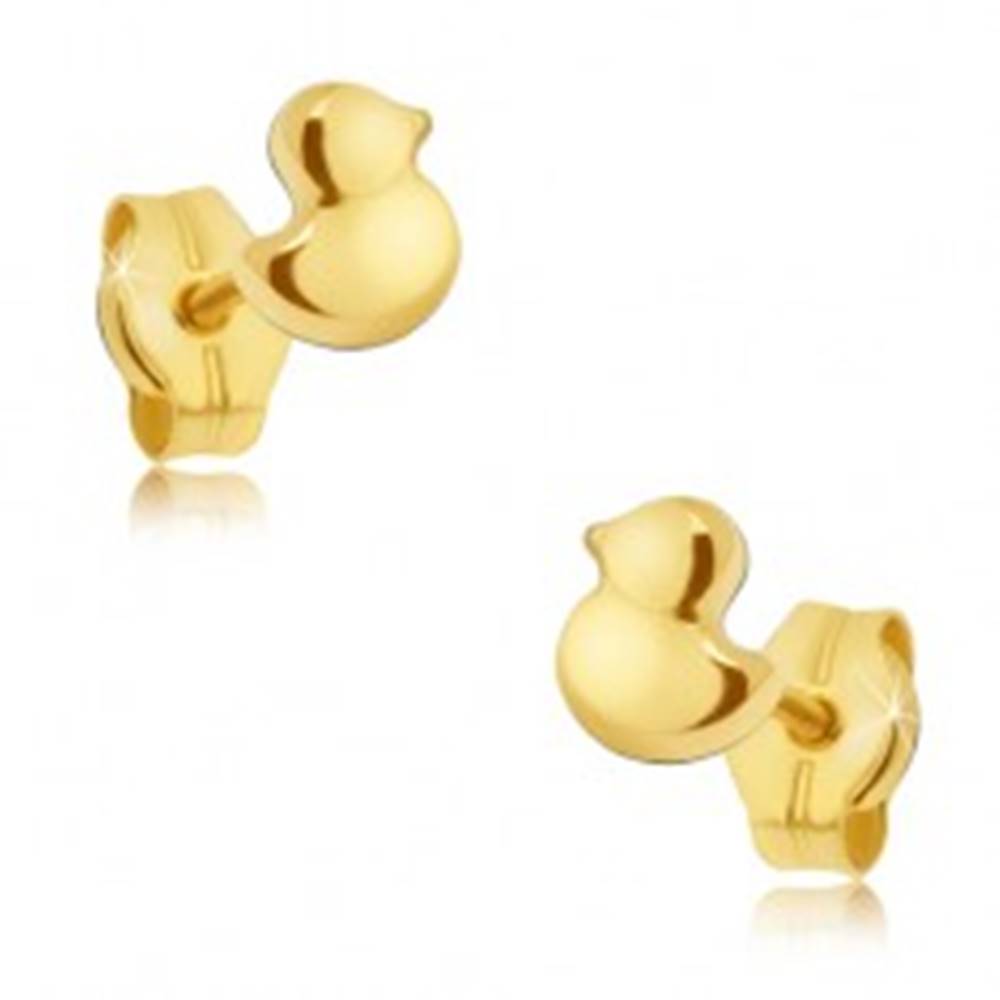 Šperky eshop Zlaté puzetové náušnice 585 - maličké ligotavé kačičky