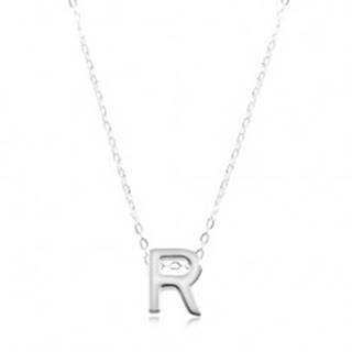 Strieborný náhrdelník 925, lesklá retiazka, veľké tlačené písmeno R