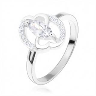 Zásnubný prsteň, striebro 925, číre zirkónové zrnko, prepojené srdcia - Veľkosť: 49 mm