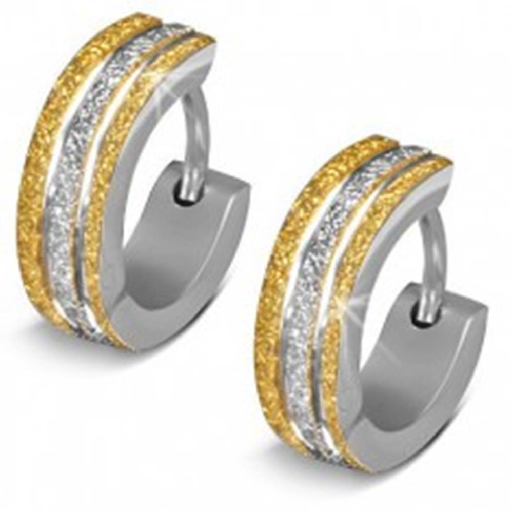 Šperky eshop Okrúhle náušnice z ocele 316L - ligotavý povrch v zlatej a striebornej farbe