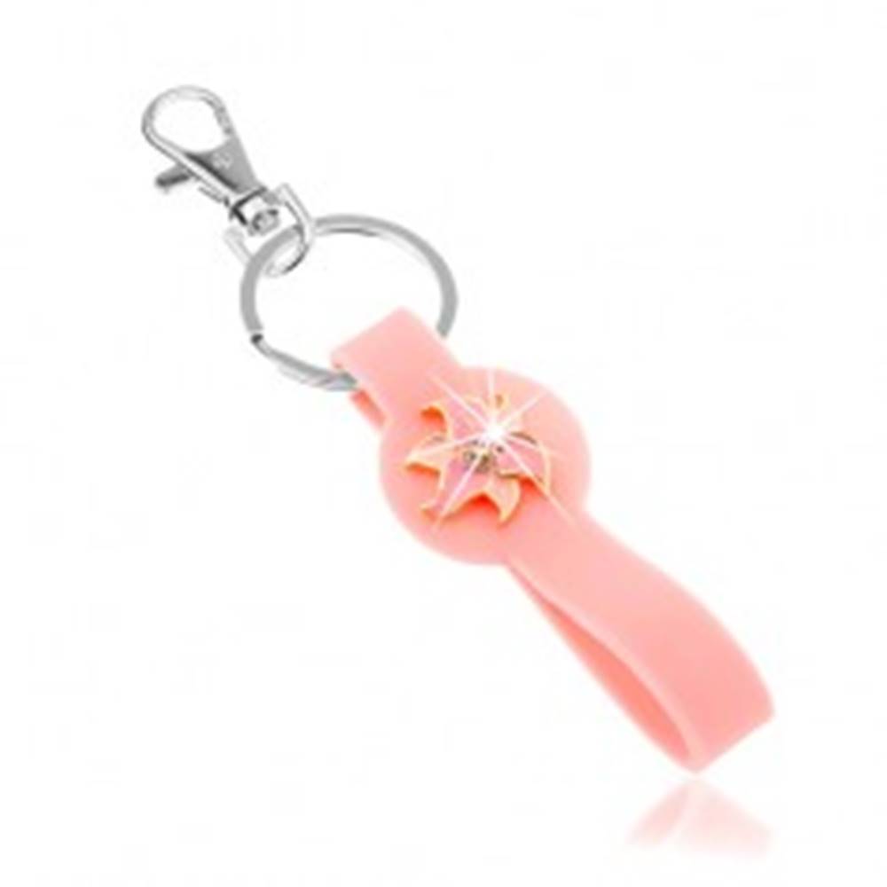 Šperky eshop Prívesok na kľúče, silikónová časť ružovej farby, ligotavý kvet