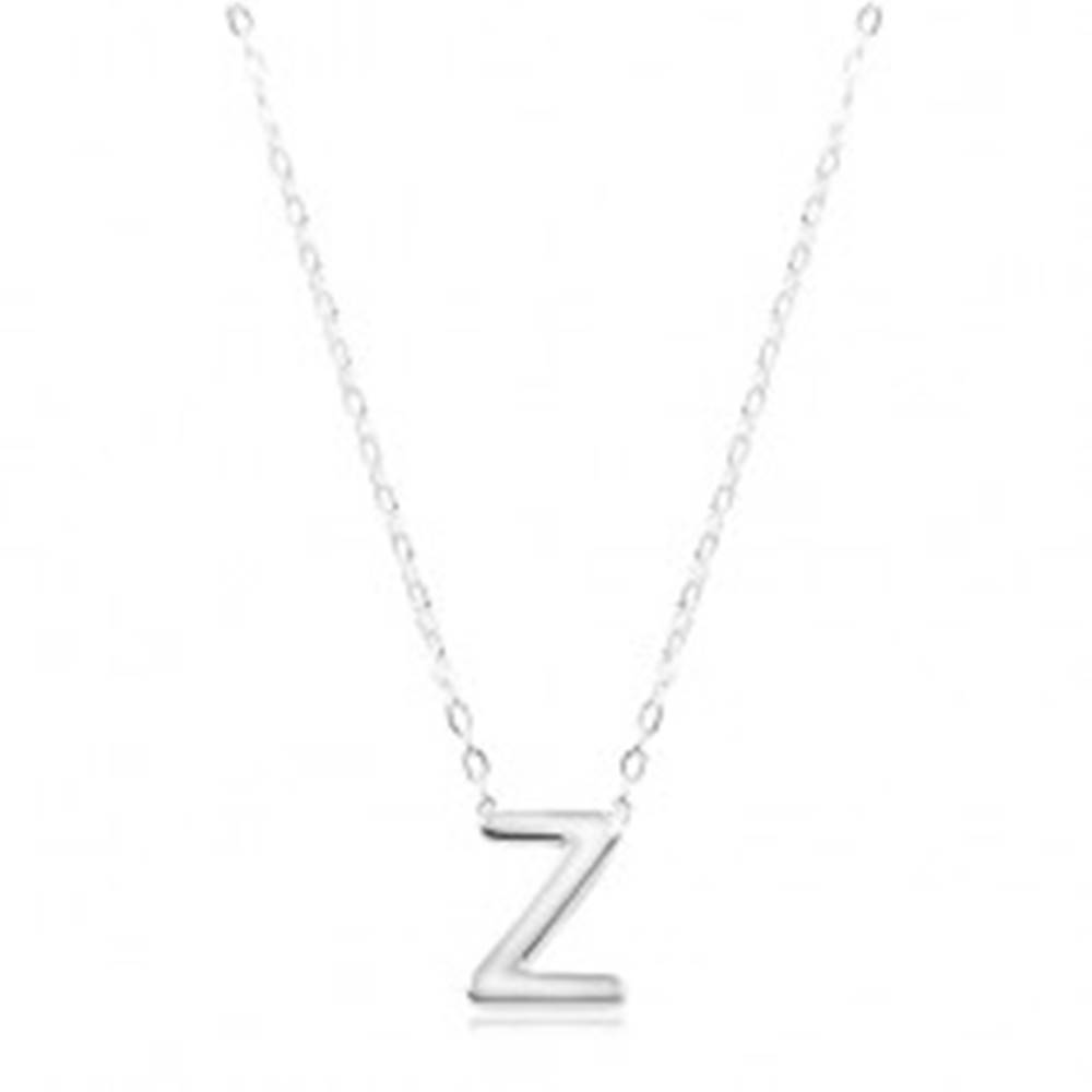 Šperky eshop Strieborný náhrdelník 925, lesklá retiazka, veľké tlačené písmeno Z