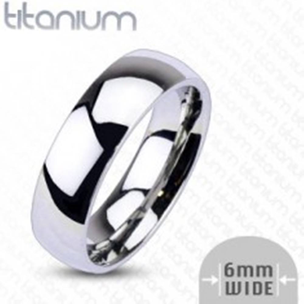 Šperky eshop Titánový prsteň - lesklá obrúčka, 6 mm - Veľkosť: 49 mm