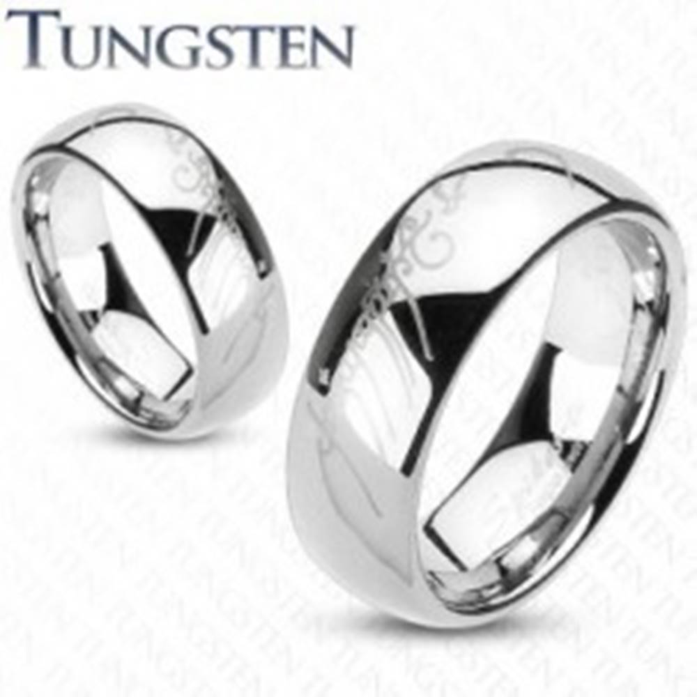 Šperky eshop Tungstenová obrúčka striebornej farby, motív Pána prsteňov, 6 mm - Veľkosť: 49 mm