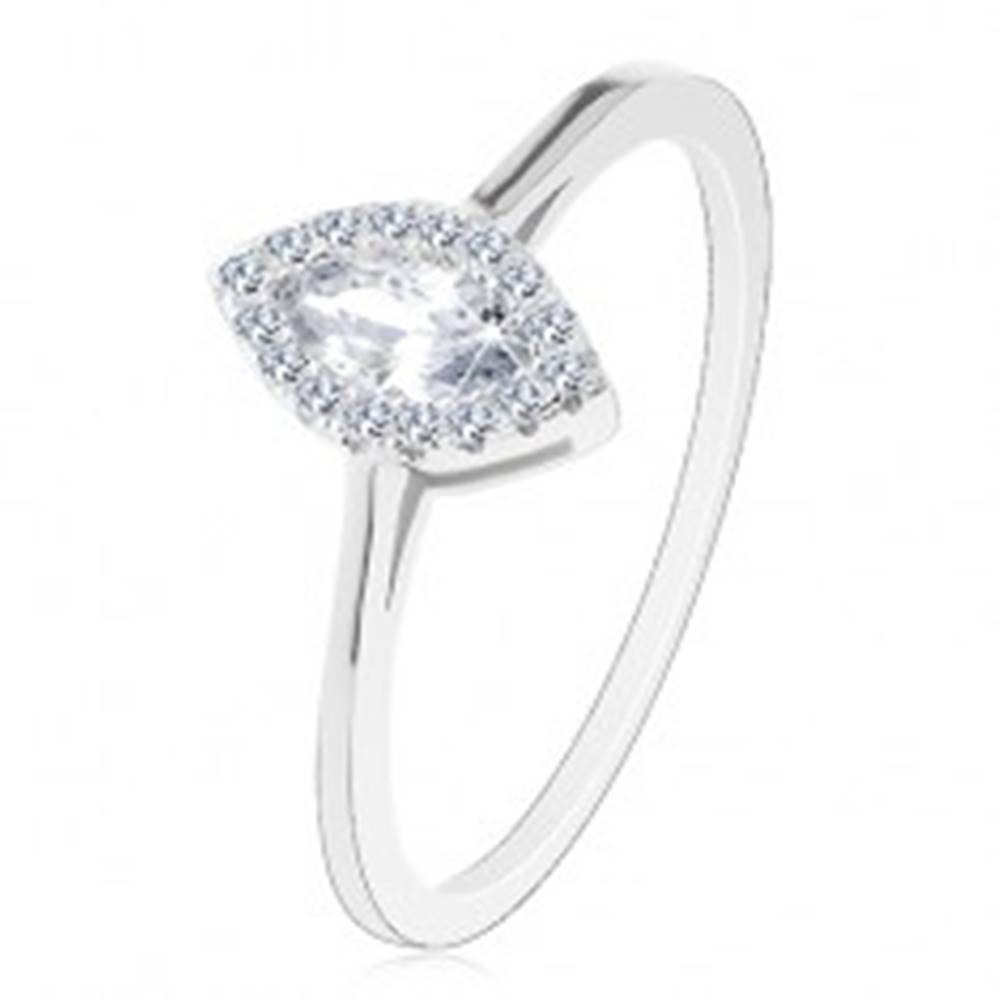 Šperky eshop Zásnubný prsteň, striebro 925, číre zirkónové zrnko s trblietavou obrubou - Veľkosť: 49 mm