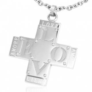 Prívesok z ocele - dvojitý kríž s nápisom "LOVE"
