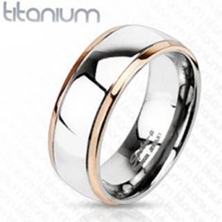 Titánový prsteň s okrajmi medenej farby a stredom striebornej farby - Veľkosť: 49 mm