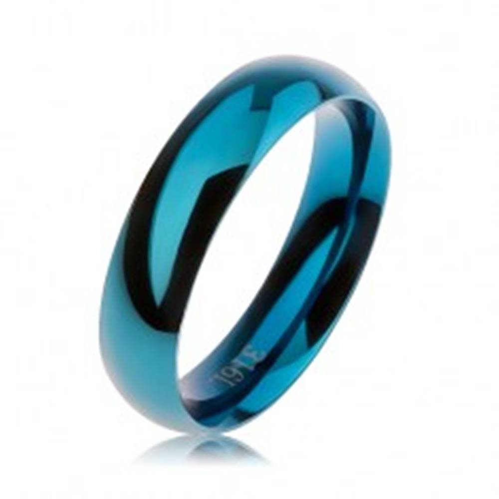 Šperky eshop Modrá oceľová obrúčka, hladký zaoblený povrch, vysoký lesk, 5 mm - Veľkosť: 51 mm