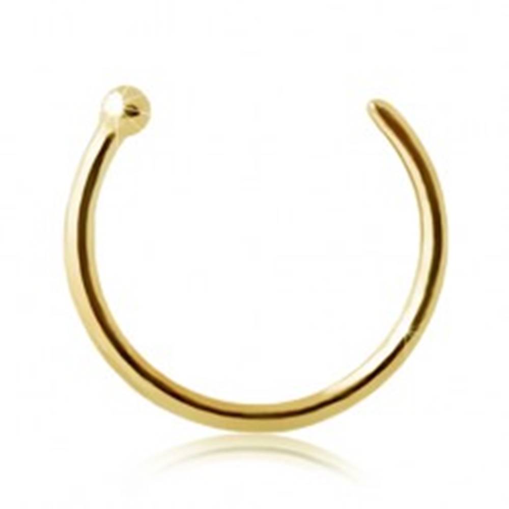 Šperky eshop Piercing do nosa zo žltého 9K zlata - lesklý krúžok ukončený guličkou - Hrúbka x priemer: 0,6 mm x 6 mm