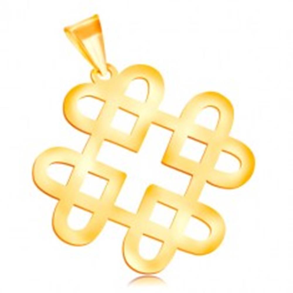 Šperky eshop Prívesok v žltom 14K zlate - lesklý ornament zo štyroch kontúr srdiečok