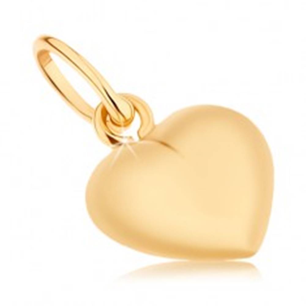 Šperky eshop Prívesok zo žltého 9K zlata - obojstranne vypuklé srdiečko, vysoký lesk