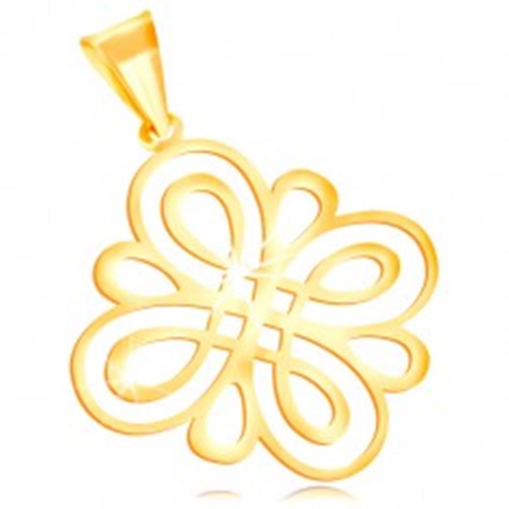 Šperky eshop Prívesok zo žltého zlata 585 - lesklý plochý ornament z oblých slučiek