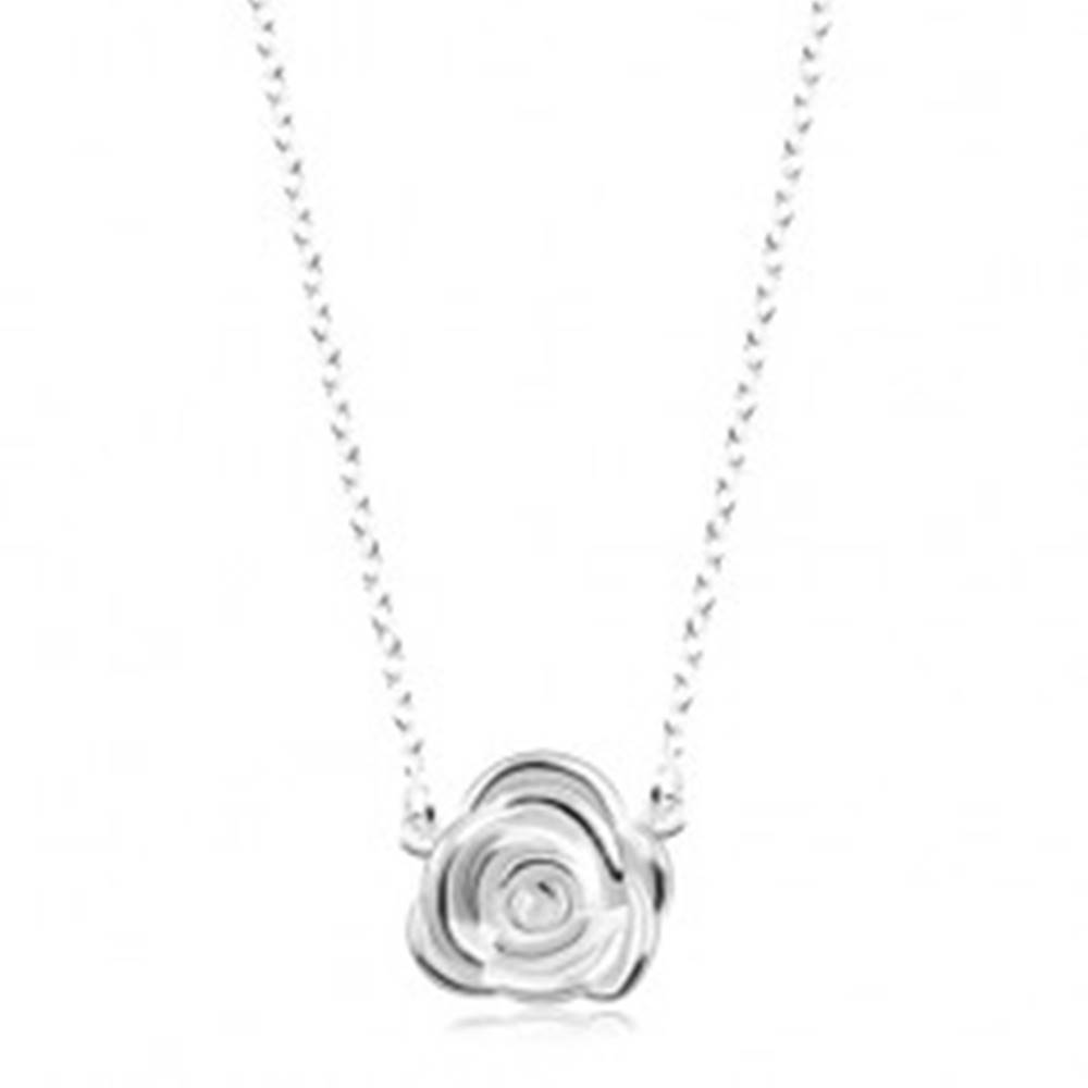Šperky eshop Strieborný náhrdelník 925, ligotavá retiazka, rozkvitnutá ruža